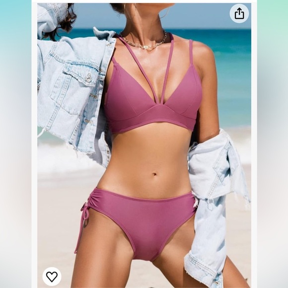 NET! Crisscross High Cut Bathing Suit with Adjustable Spaghetti Straps Sz Small - Picture 10 of 11